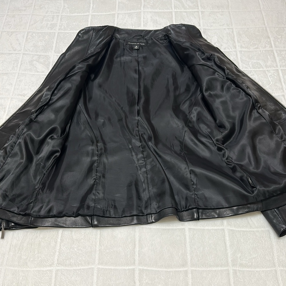 Preston & York Elegant Black Leather Coat, Women’s Size Medium - Picture 6 of 12
